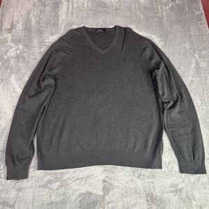 Polo Ralph Lauren Sweater Mens 2XL Gray V Neck Pima Cotton Pullover Pony